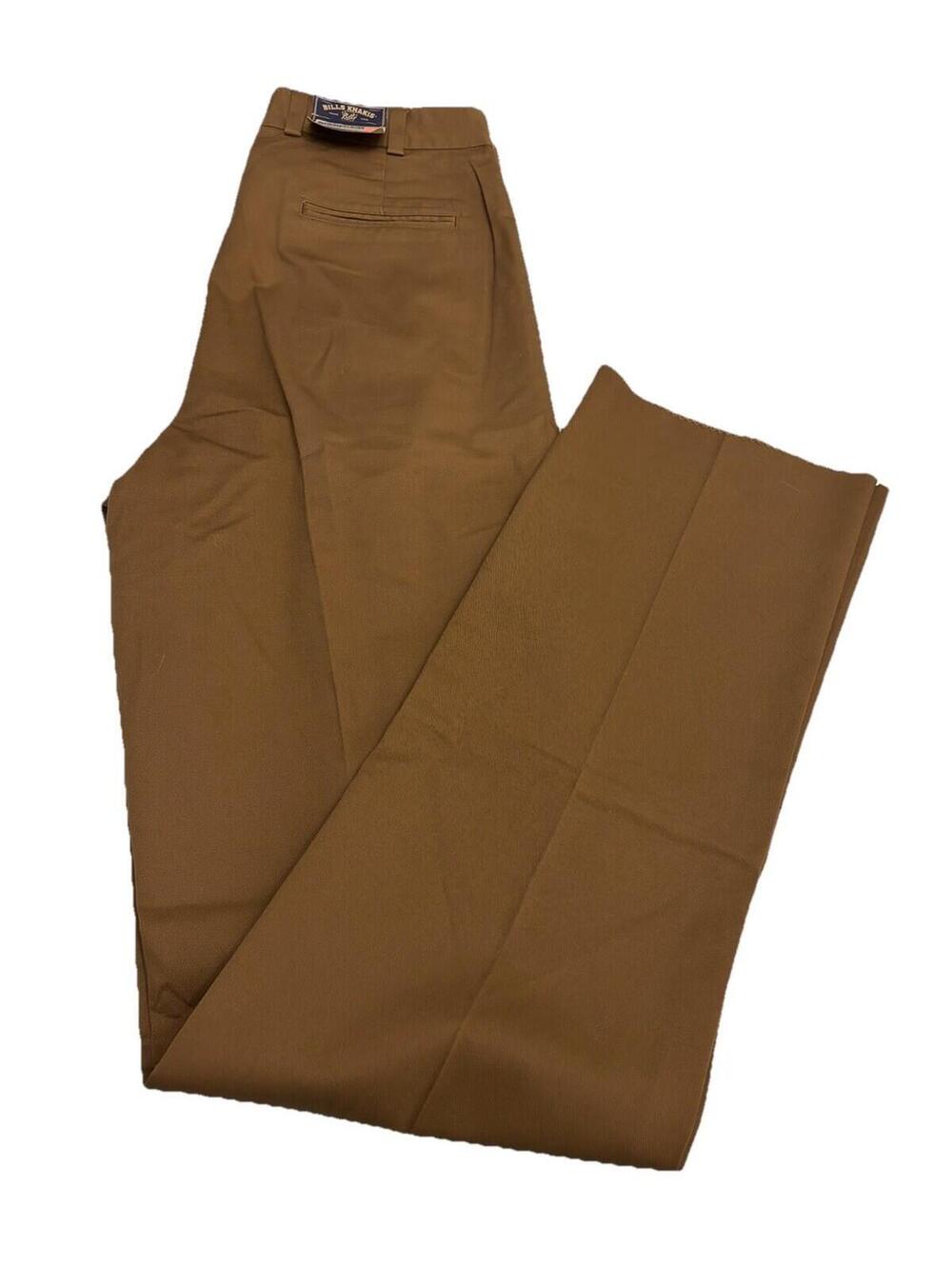 NWT Men’s Bills Khakis 100% Cotton Dark Brown Pleated Dress Pants Size 34